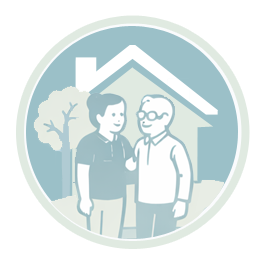 aide à domicile accompagnant un senior lors d'une promenade