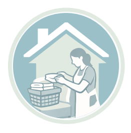 icone aide ménagère s'occupant du linge dans la maison