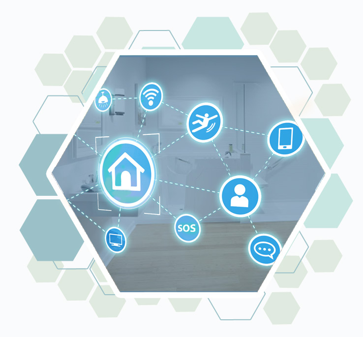 Ma maison intelligente au service des seniors : icones domotiques avec téléassistance intégrée (capteur de chutes, fonction alarme)