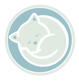 icone confort, chat roulé en boule