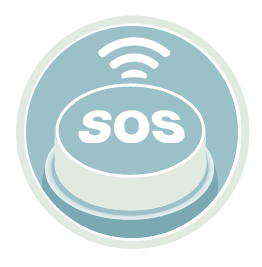 Icone capteur de chute de première génération : bouton SOS, Alerte manuelle