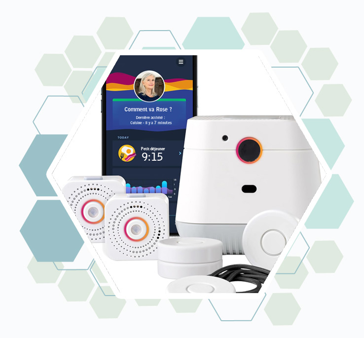 Kit de téléassistance connecté avec hub WiFi, capteurs et application mobile