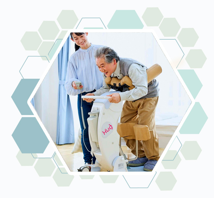 Hug, le robot d'assistance japonais qui facilite la mobilité des seniors.